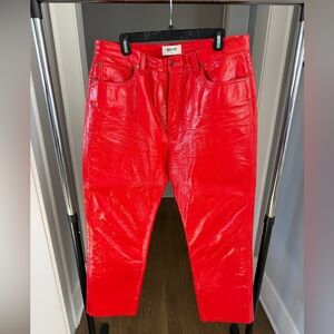 AGOLDE 90s Pinch Waist Red Patent Leather Jeans